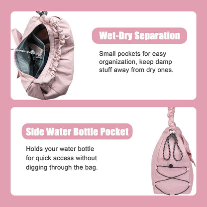 WOLT Gym Bag For Women, Yoga Mat Bag with Shoes Compartment, Wet Pocket and Water Bottle Pocket