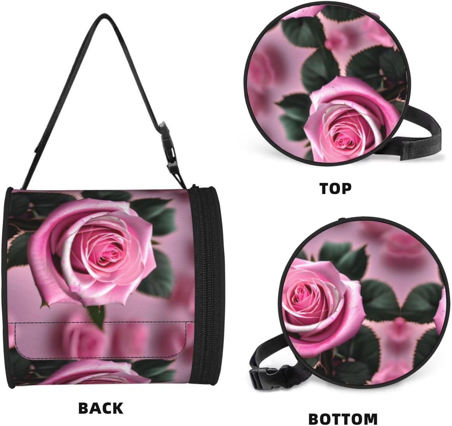 Pink and Rose Print Cylinder Tissue Box Cover Portable Tissue Holder for Bathroom Car Office Home Indoor Outdoor