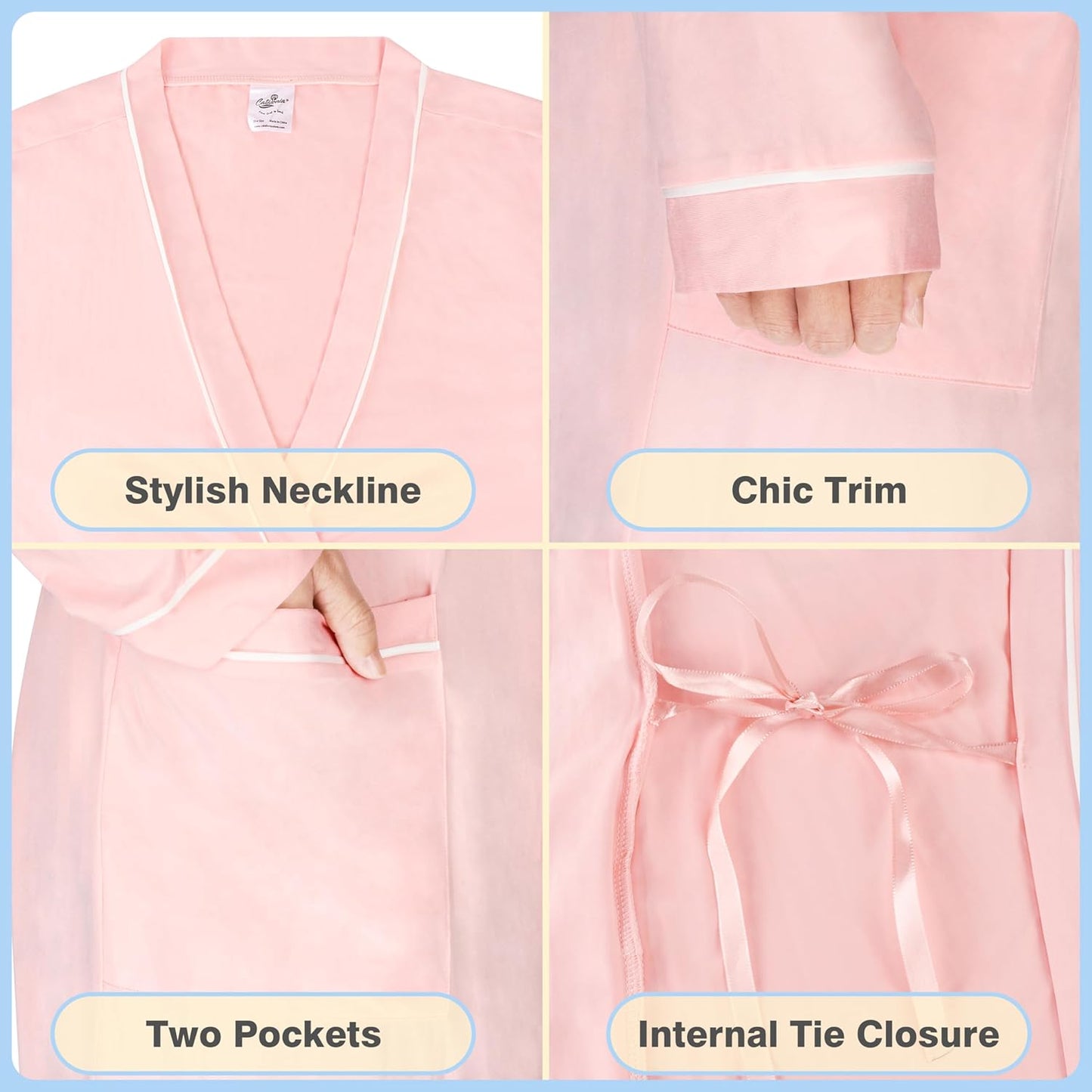 Catalonia Lightweight Ladies Bathrobe, Long Summer Robe with Pockets,Soft Summer Robes for Women, Kimono Gift for Her