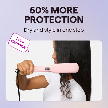 Wavytalk Wet to Straight Hair Straightener, 1.75 Inch Wide Vent Sesh Flat Iron for Damp or Dry Hair, Straightener with Dual Voltage Leave Silky Smooth Look, 20% Faster Styling, Pink