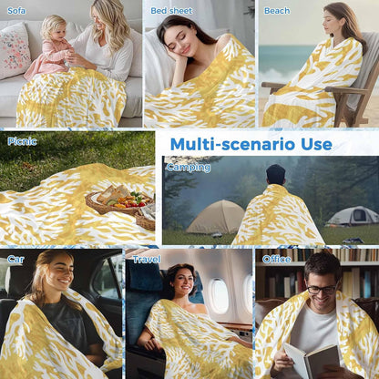 Cooling Blanket for Hot Sleepers, Yellow Coral Coastal Lightweight Breathable Summer Blanket, White Summer Beach Ocean Seaside Double-Side Cool Throw Blankets for Sleeping Travel, 40"x60"