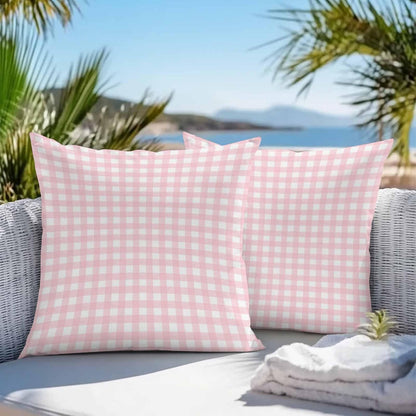 Outdoor Pillow Cover Buffalo Check 2 PCS Waterproof Throw Pillow Covers Pink Plaid Checkered Decorative Pillowcases for Couch Patio Funiture Garden Porch 16 x 16 Inches