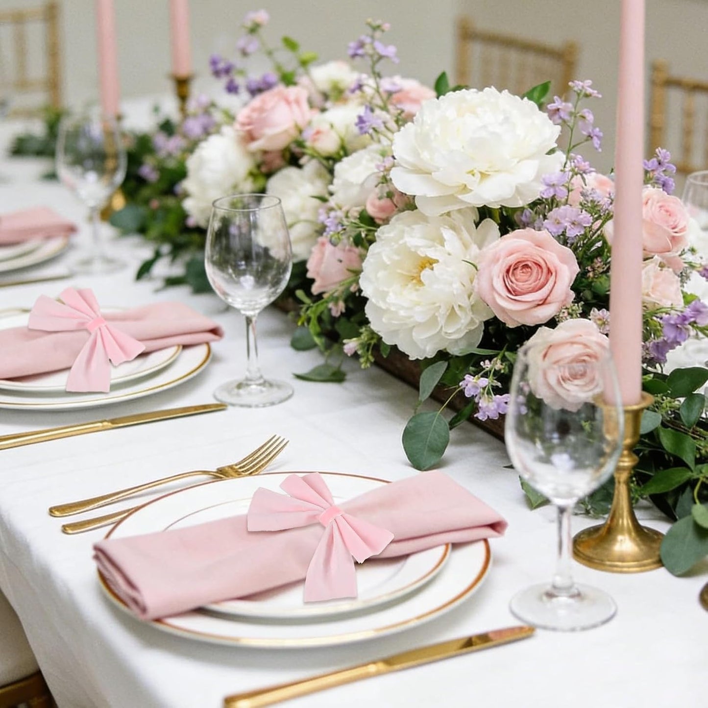 12 Pcs Pink Bow Napkin Rings,Wedding Napkin Rings,Velvet Bow Tie Napkin Ring Holders for Holiday Serviette,Birthday Anniversary Party Dinner Valentines Day Wedding Dining