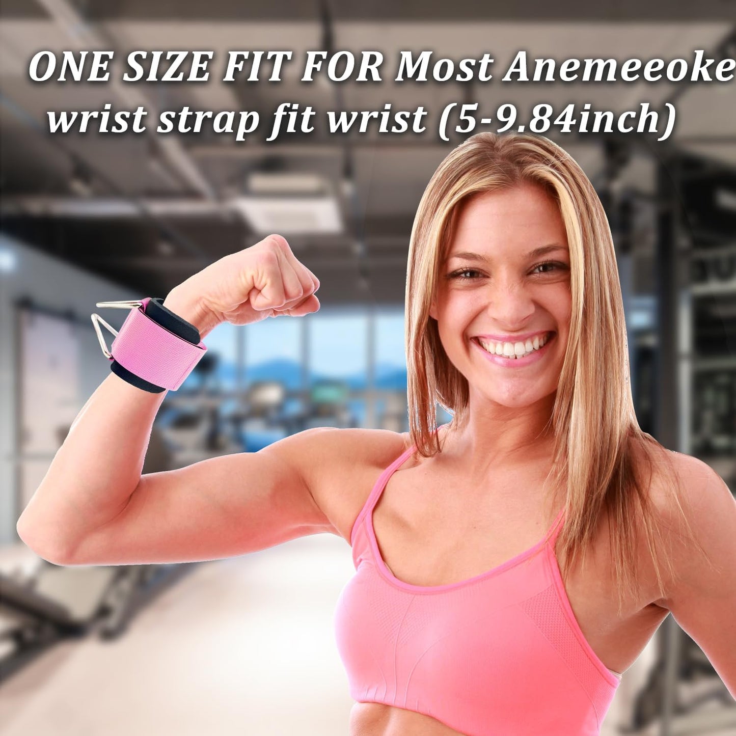 2Pack Wrist Cuffs for Cable Machine, Adjustable Neoprene Padding, One Size Fit All, Fitness Wrist Straps for Men Women