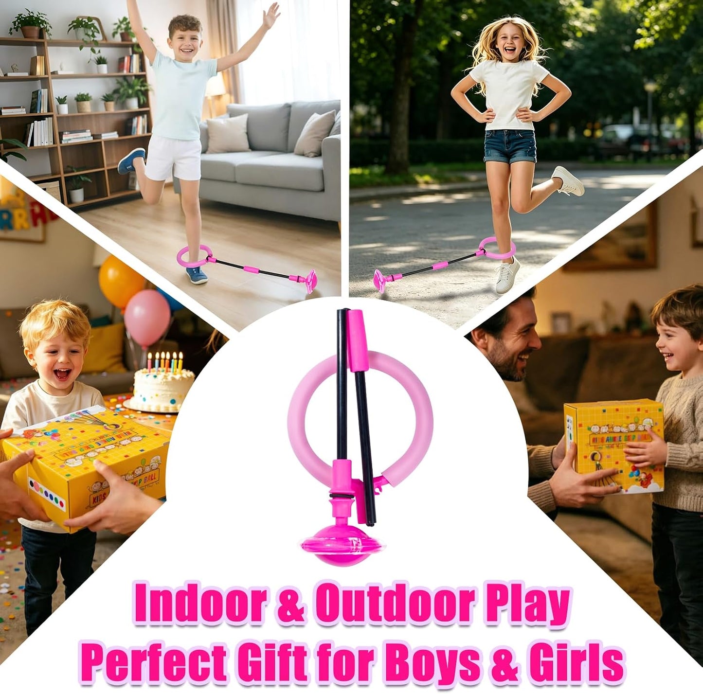Skip Ball, Portable Foldable Colorful Flash Wheel Swing Ball