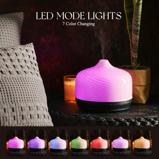 Porseme 500ml Glass Essential Oil Diffuser Aromatherapy Ultrasonic Cool Mist Humidifier 15-21 Running Hours Waterless Auto-Off Air Diffusers for Sleeping Yoga Working Spa(Pure Pink)
