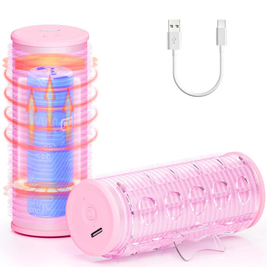 Rechargeable Electric Hair Rollers, 2pcs Mini USB Heated Bangs Roller Set, Portable Bangs Curler for Hair Styling Tool, Cordless Heated Hair Curler with Auto Shutoff, Bangs Hot Roller DIY Hairstyles