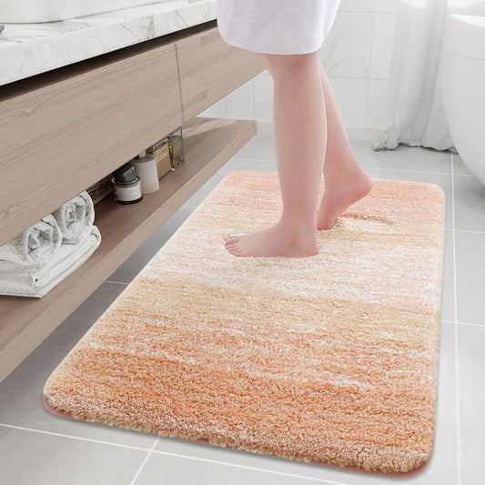 Arotive Microfiber Bathroom Rugs, Shaggy Soft and Absorbent Bath Rug, Non-Slip, Thick Plush Machine Washable Dry Bath Mats for Bathroom, Tub and Shower, 36x24, Peach, Rectangular