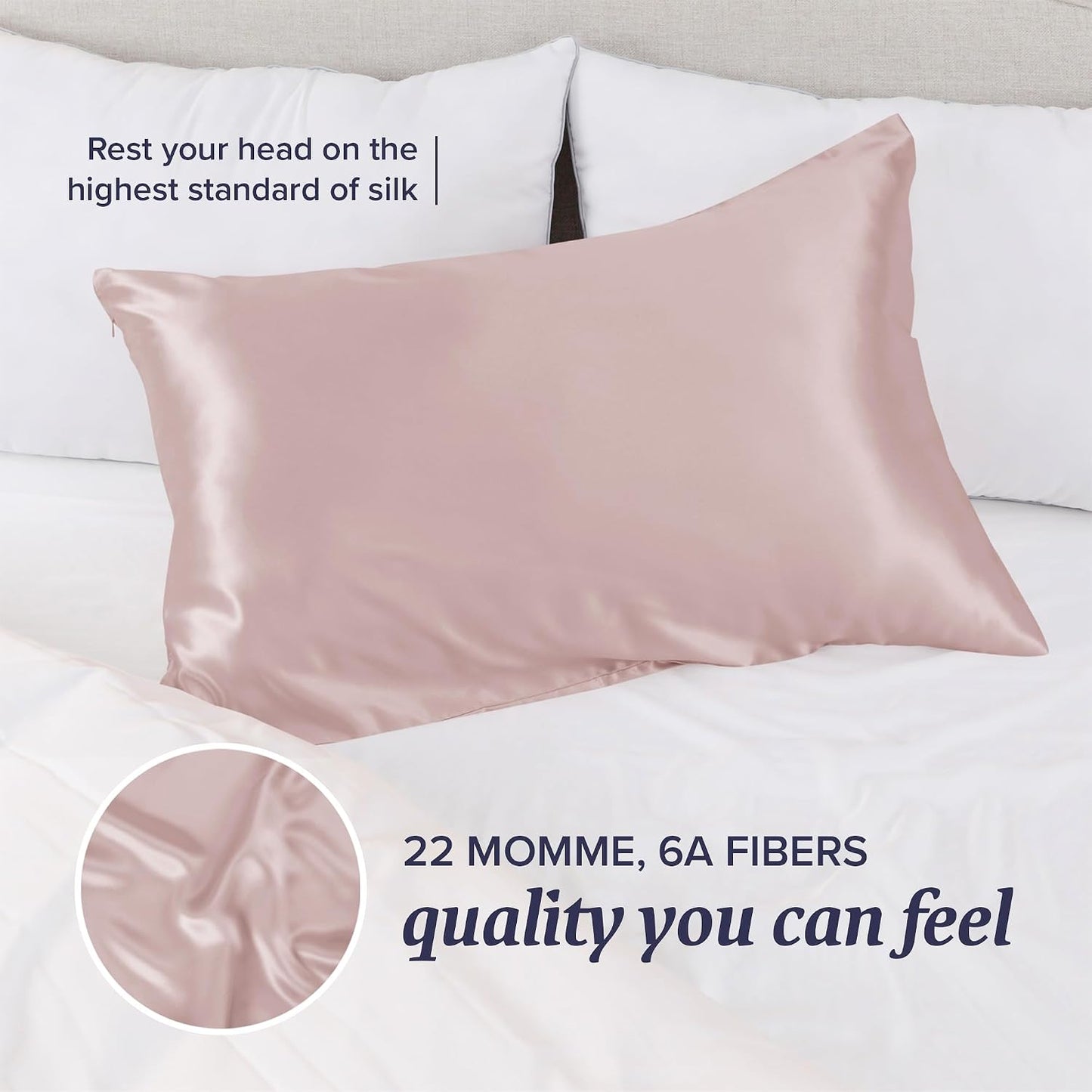 Beckham Hotel Collection Silk Pillow Case with Zipper, 100% Mulberry Silk Pillowcase for Hair & Skin, 22 Momme 6A Grade, Oeko-TEX Certified, 1PC, King, Cherry Pink