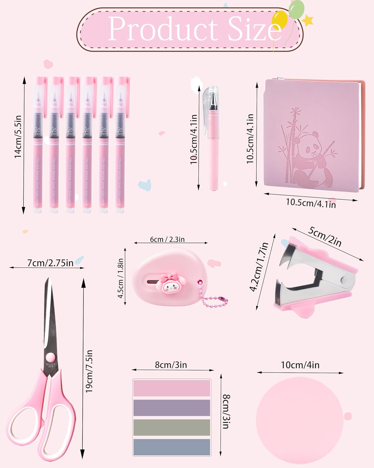 Pink Desk Accessories, Pencil case, Stapler, Pen and a Lot of Office Pink Office Supplies Beautifully Presented in a Gift Box