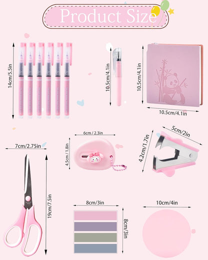 Pink Desk Accessories, Pencil case, Stapler, Pen and a Lot of Office Pink Office Supplies Beautifully Presented in a Gift Box