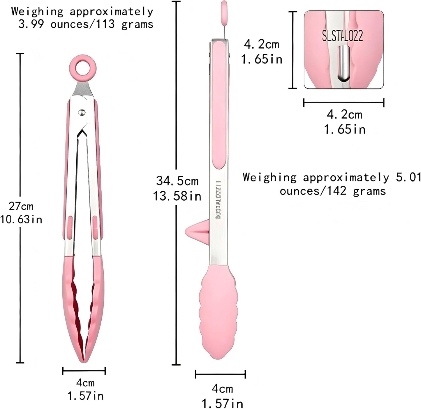 2 Pack Pink Silicone Cooking Tongs, 12-9Inch Stainless Steel Tongs for Cooking Heat Resistant Silicone Cooking Tongs Perfect for Grilling, Salad, and Canning