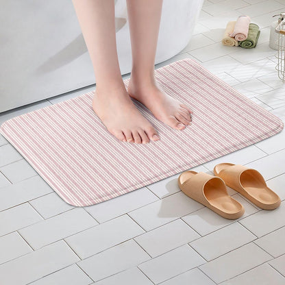 Feelyou Pink White Stripes Bathroom Rugs Microfiber 16"x24" Modern Striped Art Bath Mats Non-Slip Geometric Bathroom Accessories Floor Doormats Soft Door Mat