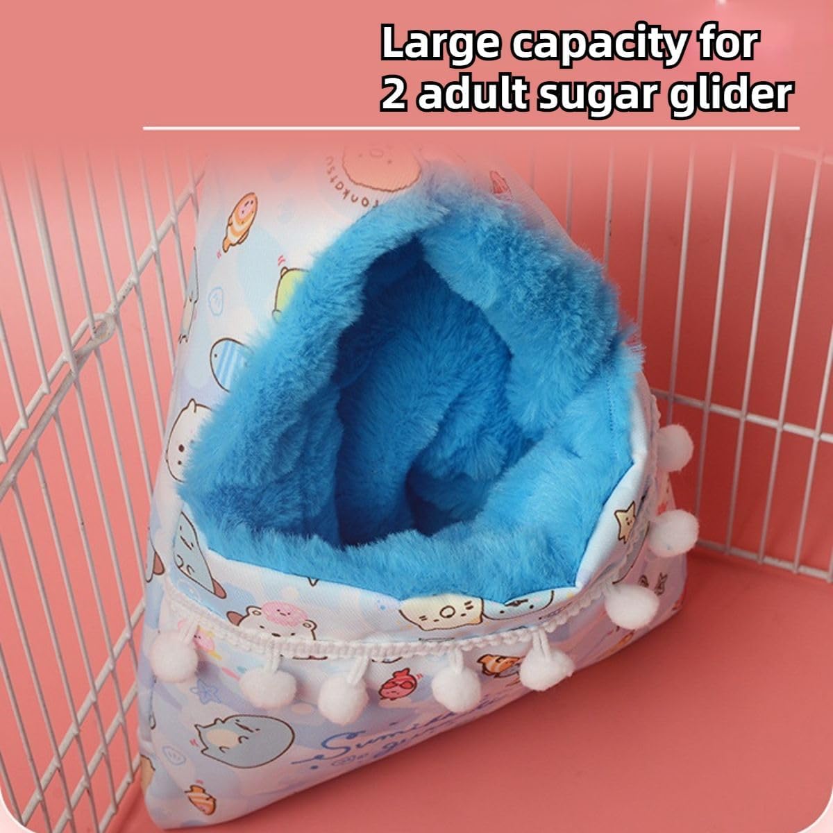 Sugar Gliders Sleeping Pouch Bag Small Pet Faux Rabbit Velvet Hanging Warm Comfortable Nest Bed for Small Animals Squirrels Marmosets Rats Hamster (Pink)