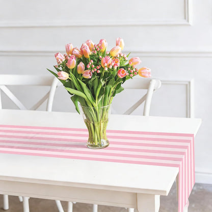 JarThenaAMCS Pink Vertical Striped Table Runner Valentine's Day Dark and Light Pink Party Decoration for Baby Shower Birthday Dining Room Home Kitchen Table Decor, 13 x 72 Inch