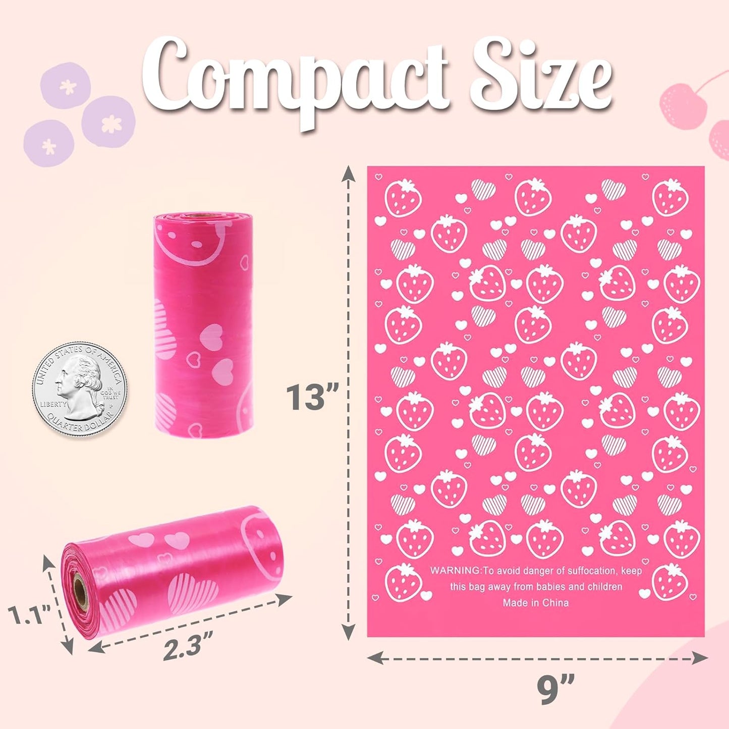 Sanitary Napkin Disposal Bags with Dispenser Feminine Hygiene Disposal Bags for Tampons Trash Bag, Personal Care Sanitary Bag for Women Privacy Handling (Pink)