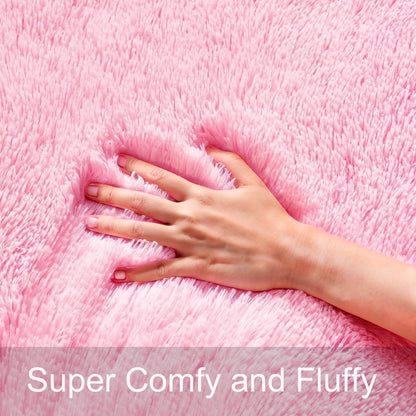 Soft Pink Hallways Runner Rugs for Bedroom, 2x6 Ft Modern Plush Shag Carpet, Non Slip Dorm Bedside Shaggy Rug for Living Room, Indoor Long Nursery Kids Girls Teen Room Aesthetic Home Decor