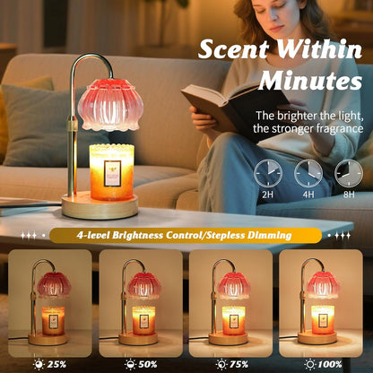 HAIDOLIANG Candle Warmer Lamp with Timer - Adjustable Height and Stepless Dimmable, Birthday Gifts for Women/Mom, Flower - Unique Teacher Appreciation Gifts (Pink)