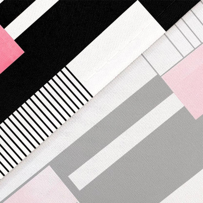 Pink Geometric Shower Curtain, Boho Abstract Striped Neutral Bathroom Curtain, Modern Minimalist Mid Century Aesthetic Bath Curtains Decor Waterproof Polyester Fabric with 12 Hooks, 47x72 in