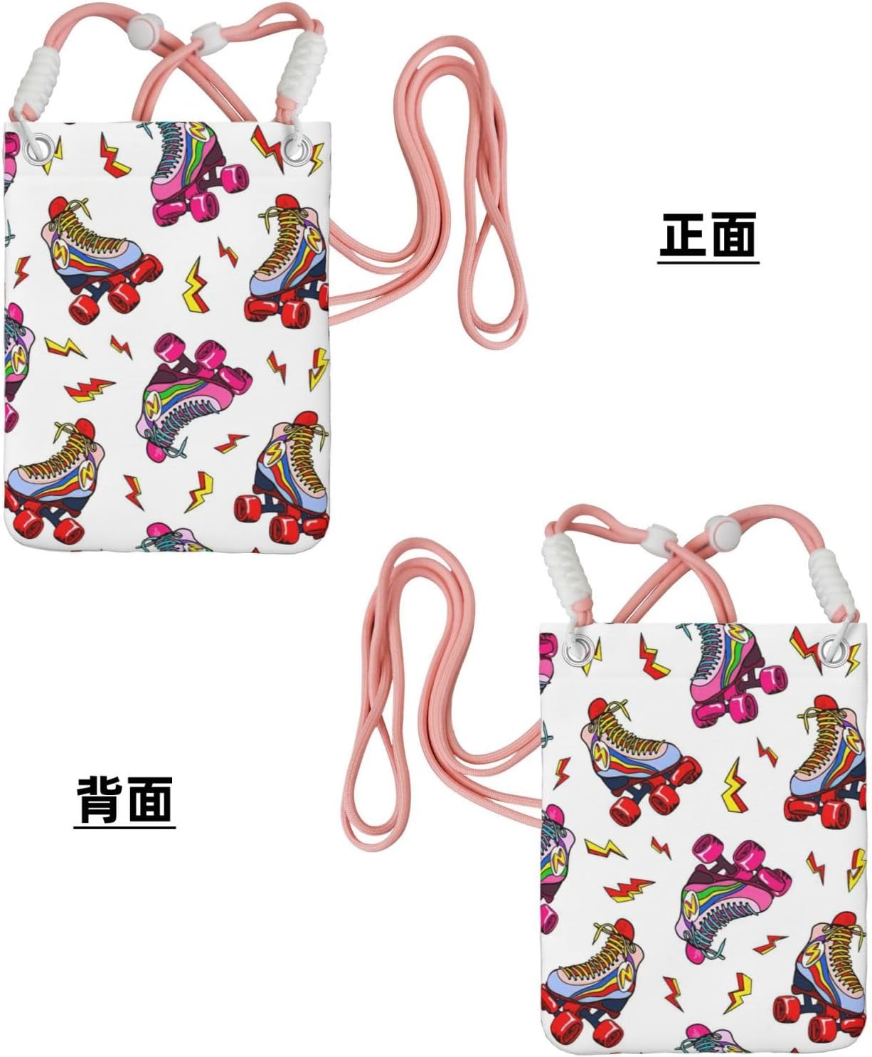 Colorful Roller Skates Print Small Crossbody Bags for Women Lightweight Phone Bag Purses Adjustable Strap