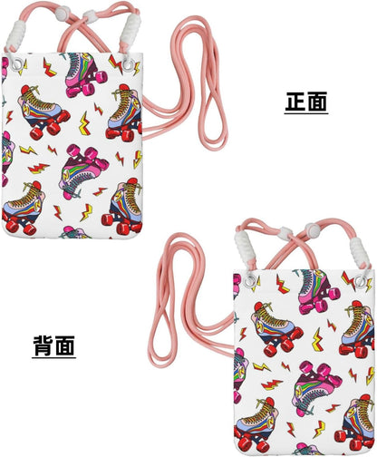 Colorful Roller Skates Print Small Crossbody Bags for Women Lightweight Phone Bag Purses Adjustable Strap
