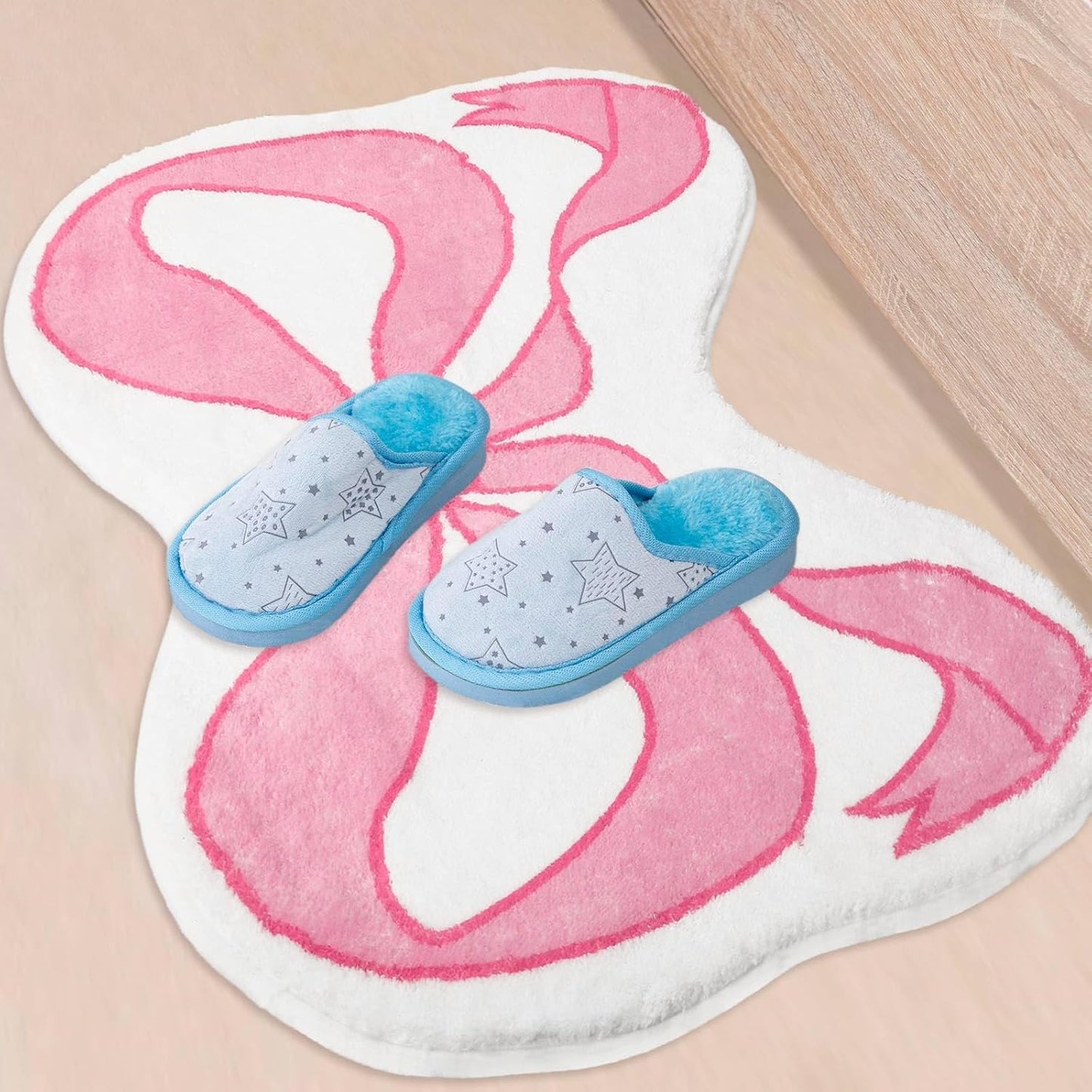 JarThenaAMCS Bow Rug Mat Pink Coquette Bowknot Bathmat 20 x 30 Inch Bathroom Mat for Room Decoration Kitchen Living Room