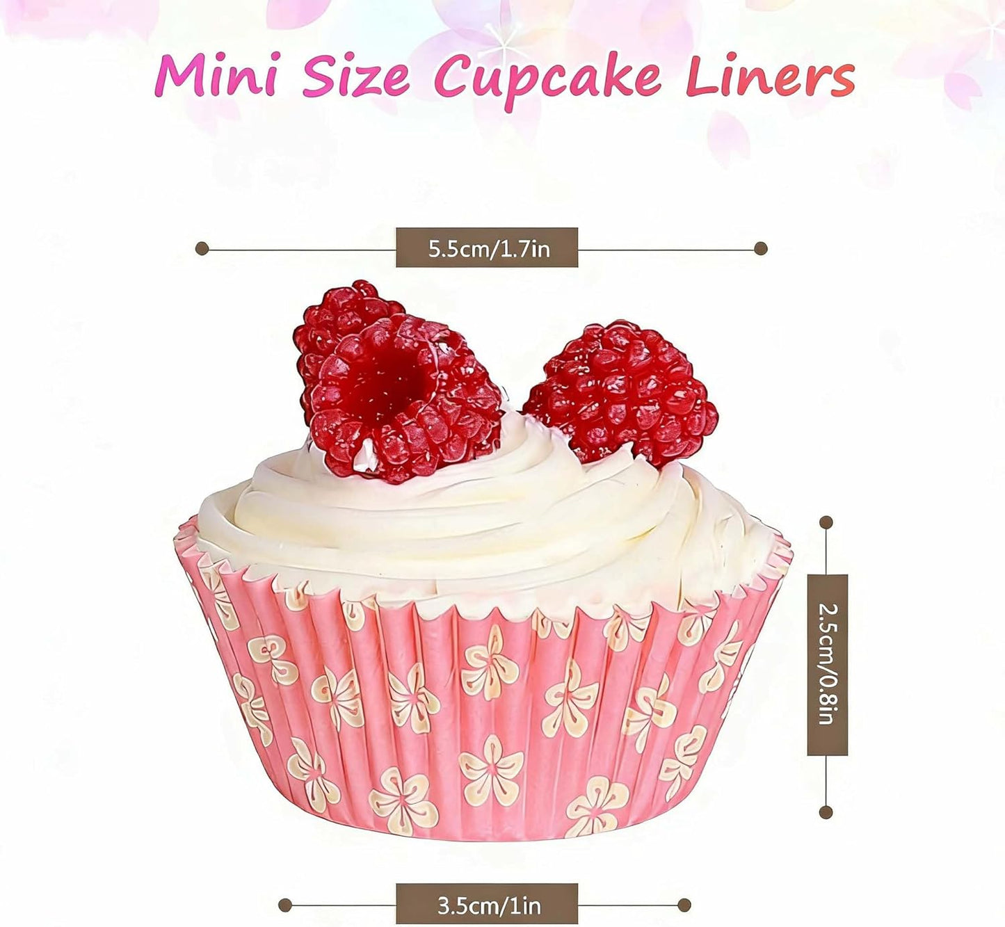 Pink Floral Mini Cupcake Liners 400 Count Colorful Paper Baking Cups Food Grade Disposable Cupcake Wrappers Bright Colors Muffin Cups for Wedding Birthday Tea Party Baking Supplies