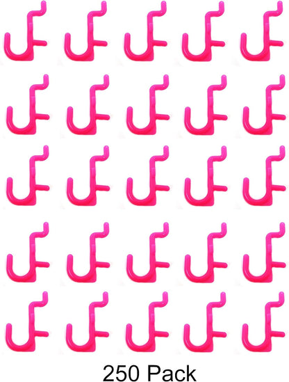 JSP Manufacturing Pegboard Hooks Non-Locking Plastic J Style Hook | Garage Tool Storage Craft Hooks Pegboard Accessories (250, Pink)