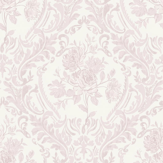 Ismoon Peel and Stick Wallpaper Vintage Floral Contact Paper Boho Watercolor Pink Damask Wallpaper Textured Removable Self Adhesive Vinyl Wall Paper for Bedroom, 17.3 in X 6.5 ft