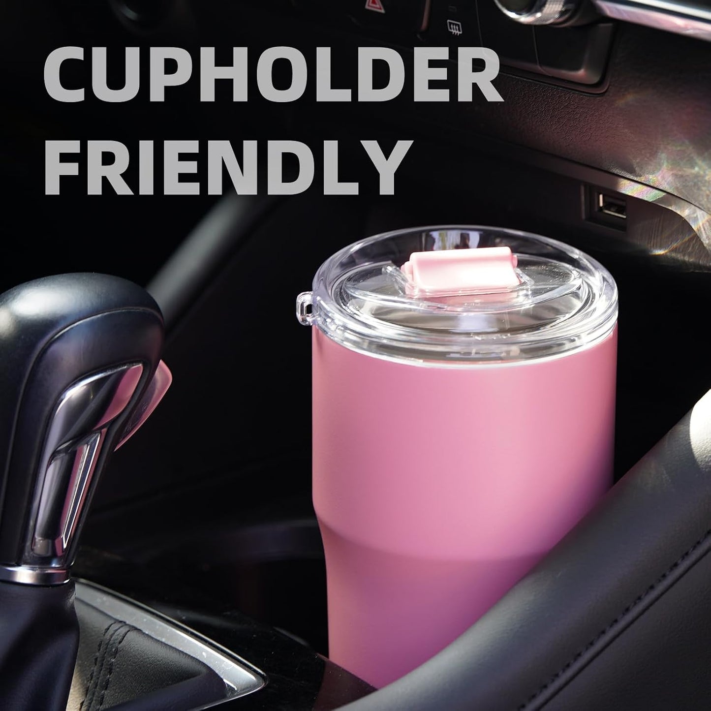 BJPKPK Insulated Tumbler with Lid,24oz Stainless Steel Tumbler,Double Wall Travel Coffee Mug Thermal cup,Keep Drinks Cold and Hot,Pink
