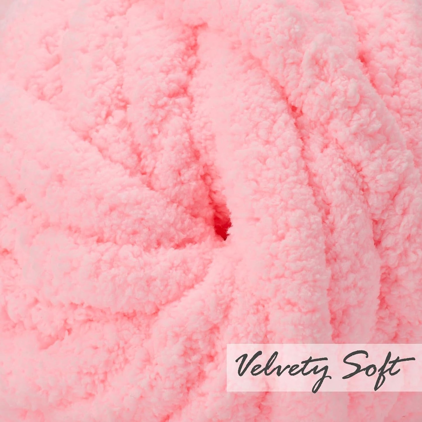 ERLYEEN Chenille Chunky Yarn Super Bulky Soft Thick Fluffy Jumbo Giant Washable Polyester Big Yarn DIY for Arm Knit Blanket Cushion Bed Sofa Home Decor,Light Pink,0.55LB