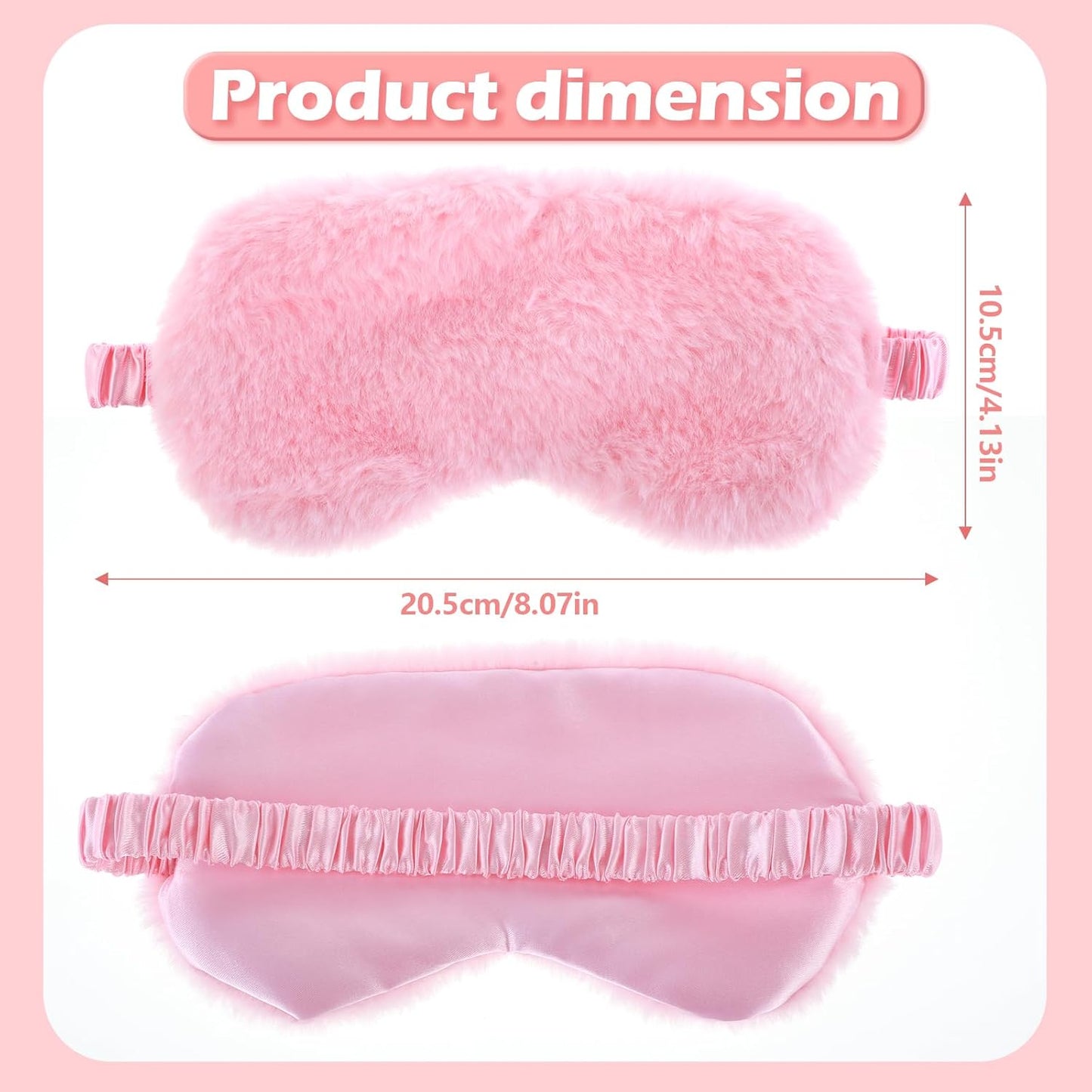 Oruola 2pcs Sleeping Mask for Kids,Comfortable Sleep Mask Plush Blindfold Satin Back Faux Fur Sleep Mask for Kid Women Men Travel Nap,Pink & White Kid Eye Mask for Sleeping