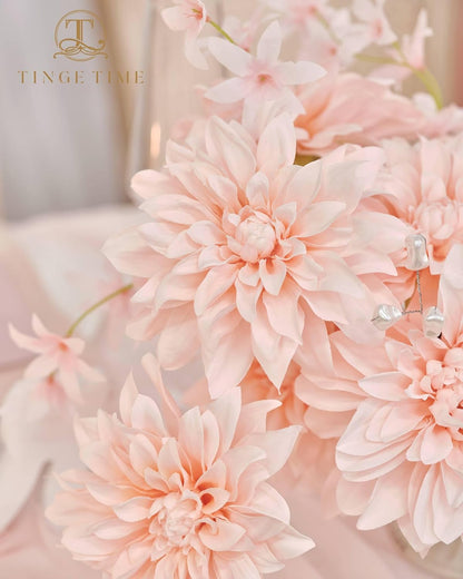 TINGE TIME Artificial Flowers 20pcs Silk Dahlia 5"/6" Fake Flowers for DIY Wedding Bridal Bouquets Centerpieces Arrangements Party Baby Shower Home Decorations (Blush)