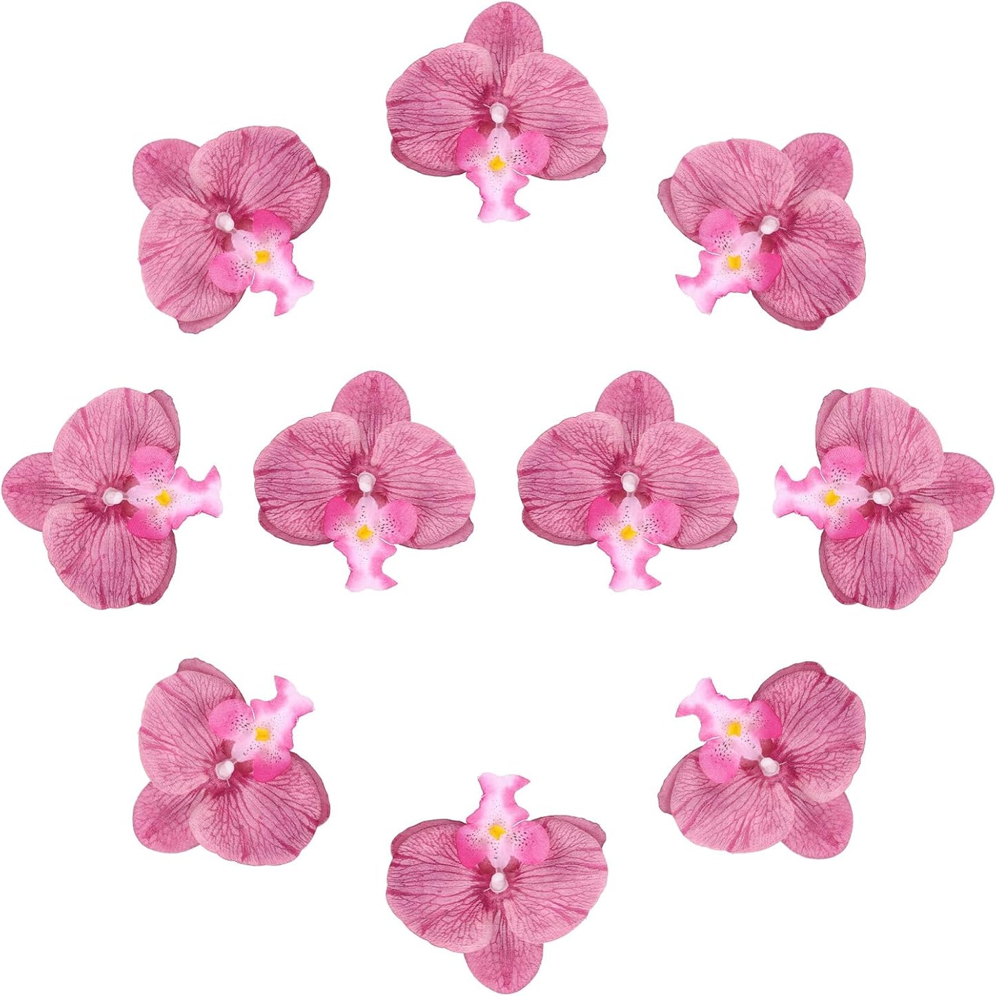 uxcell 10 Pcs Artificial Orchid Flower Heads, Fake Butterfly Orchid Heads Bulk Artificial Flowers for DIY Wedding Bouquets Centerpieces Party Home Decorations, Pink