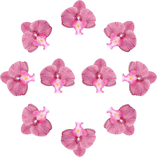 uxcell 10 Pcs Artificial Orchid Flower Heads, Fake Butterfly Orchid Heads Bulk Artificial Flowers for DIY Wedding Bouquets Centerpieces Party Home Decorations, Pink