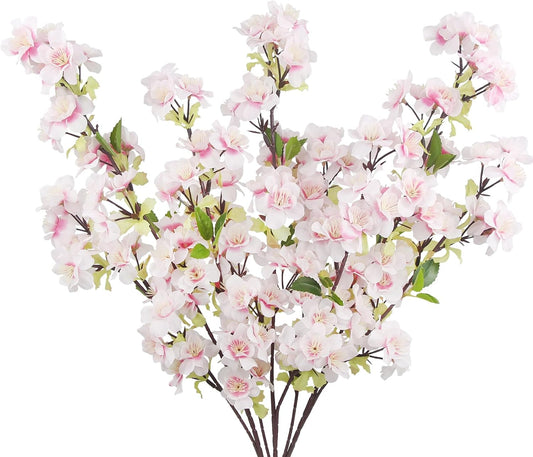 3 Pcs Cherry Blossom Branches for Vase Long Stems Artificial Flowers Spring Summer Decor Light Pink Faux Silk Cherry Blossom Branches for Home Wedding Party Table Centerpieces