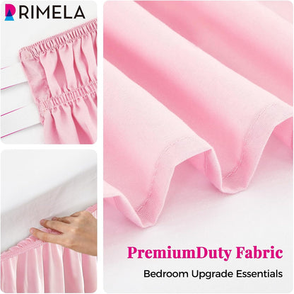 RIMELA Dusty Pink Bed Skirt Queen Size 15 Inch Drop, Wrap Around Elastic Bedskirt, Dust Ruffle for Adjustable Bed Base Machine Washable Easy to Install Bed Skirts
