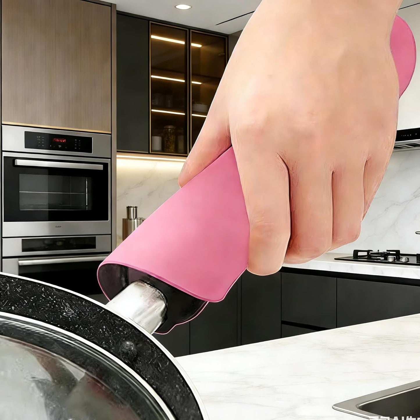 Silicone Hot Pot Holder Mats 10in (3-PCS) - Heat Resistant Countertop Protector with Non-Slip Geometric Pattern, Easy Clean Kitchen Trivet for Dining Table, Stove Top, Counter Safe Medium Pink