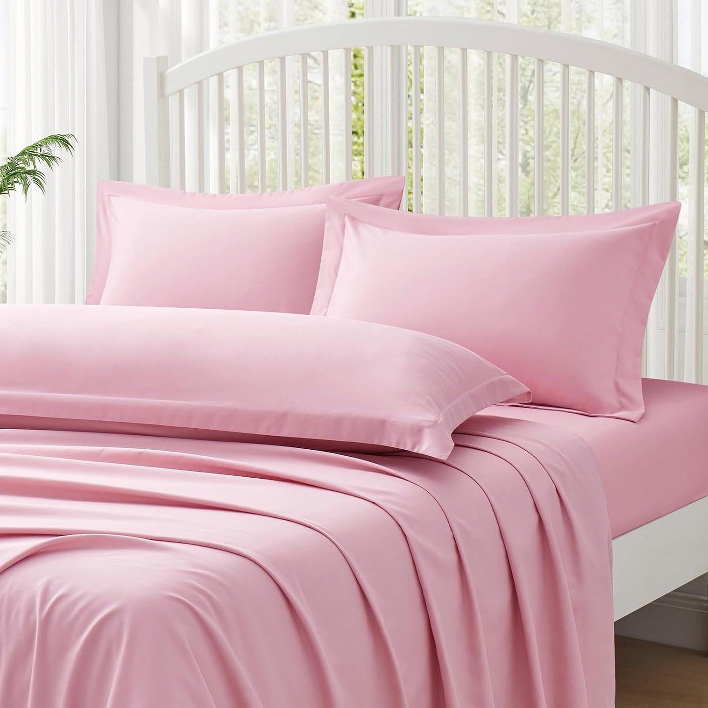Homiest Light Pink Pillow Shams Standard Size Set of 2, 2 Inch Wide Decorative Flange Shams Set, Soft & Cozy Microfiber Pillow Cases with Envelope Closure, Wrinkle & Stain Resistant Pillowcases
