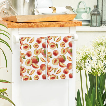 Artoid Mode Peach Juicy Sweet Fruits Summer Kitchen Towels Dish Towels, 18x26 Inch Farmhouse Decoration Cleaning Set of 2