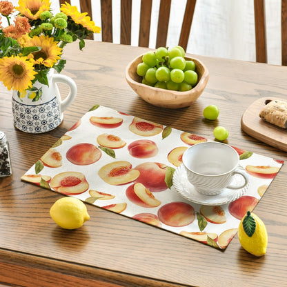 Artoid Mode Peach Fruit Summer Placemats Set of 4, 12x18 Inch Seasonal Spring Holiday Table Mats for Party Kitchen Dining Decoration