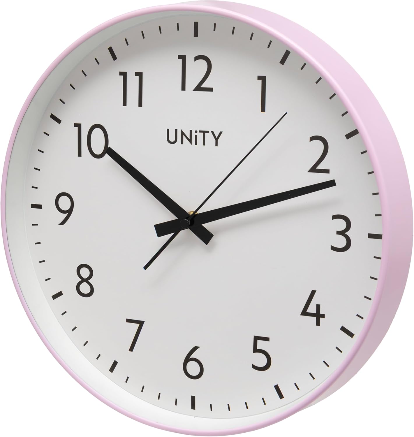 Unity Wall Clock, Fradley, Silent Sweep, Modern, Pink, 30cm / 12-inch