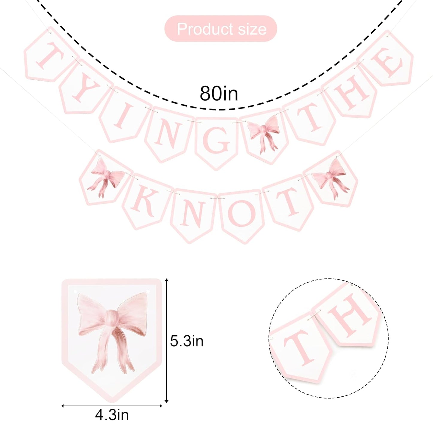 Tying The Knot Pink Bow Banner - Bridal Shower Garland,Bridal Weekend Decor,Bow Bachelorette Sign Pink Party Decor,She's Tying The Knot Theme Party Banner