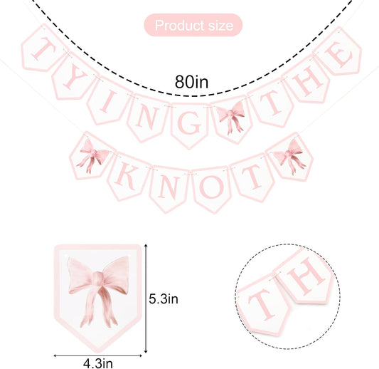 Tying The Knot Pink Bow Banner - Bridal Shower Garland,Bridal Weekend Decor,Bow Bachelorette Sign Pink Party Decor,She's Tying The Knot Theme Party Banner