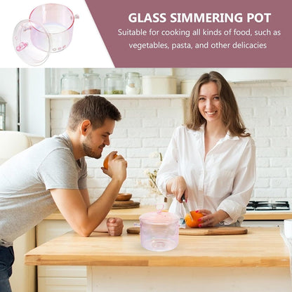 Glass Saucepan Ramen Pot Cooking Utensils Food Clear Simmering Pots for Stove Top Pink