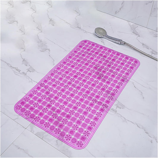 Transparent Bath Tub Mat Non Slip Easy to Clean, Non Slip Shower Matt for Bathroom Floor, Power Grip Bathtub Mats with Suction Cups, Machine Washable Bathroom Mats,Pink,36x69cm/14x27in