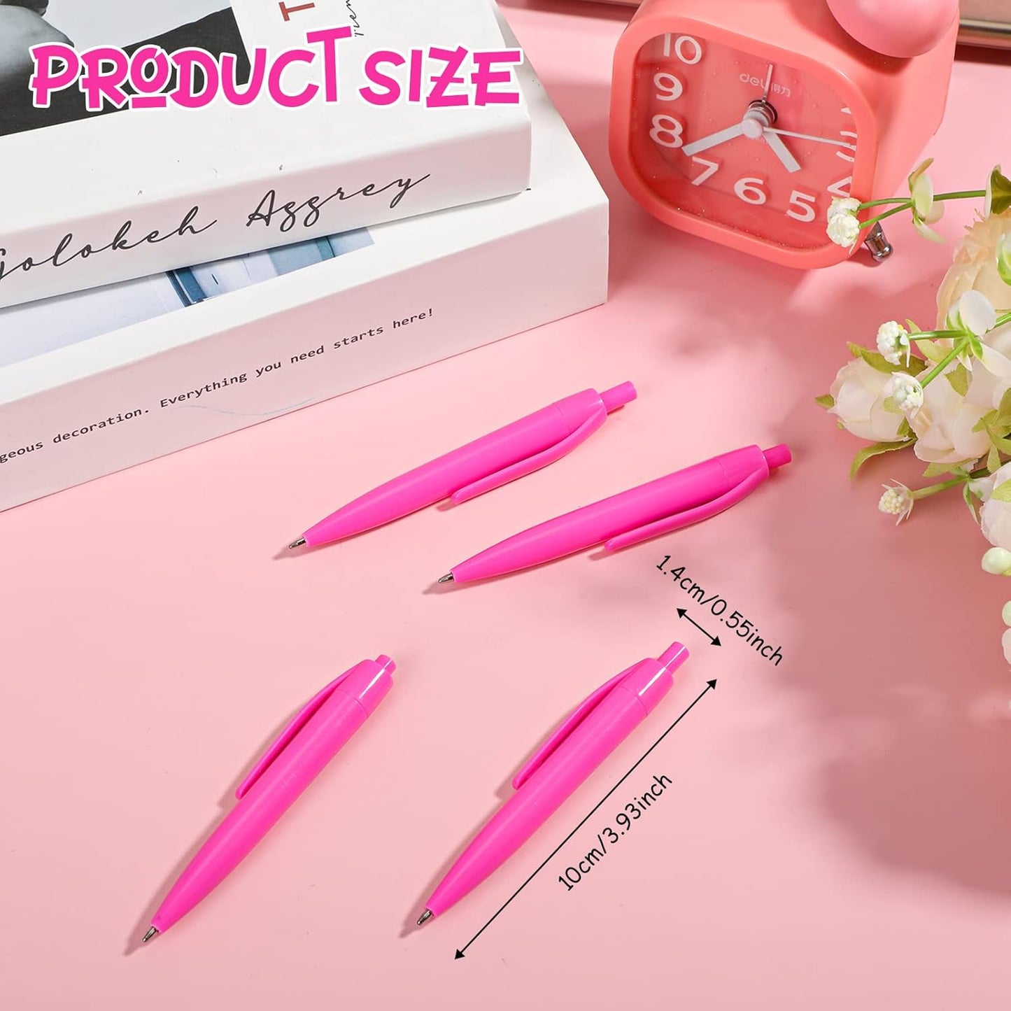 Patelai 100 Pcs Mini Pink Pens Retractable Ballpoint 3.94 in 1.0 mm Breast Cancer Awareness Small Short Pens Smooth Writing Retro Black Ink Pen for Kids School Supplies Travel Pocket Gifts