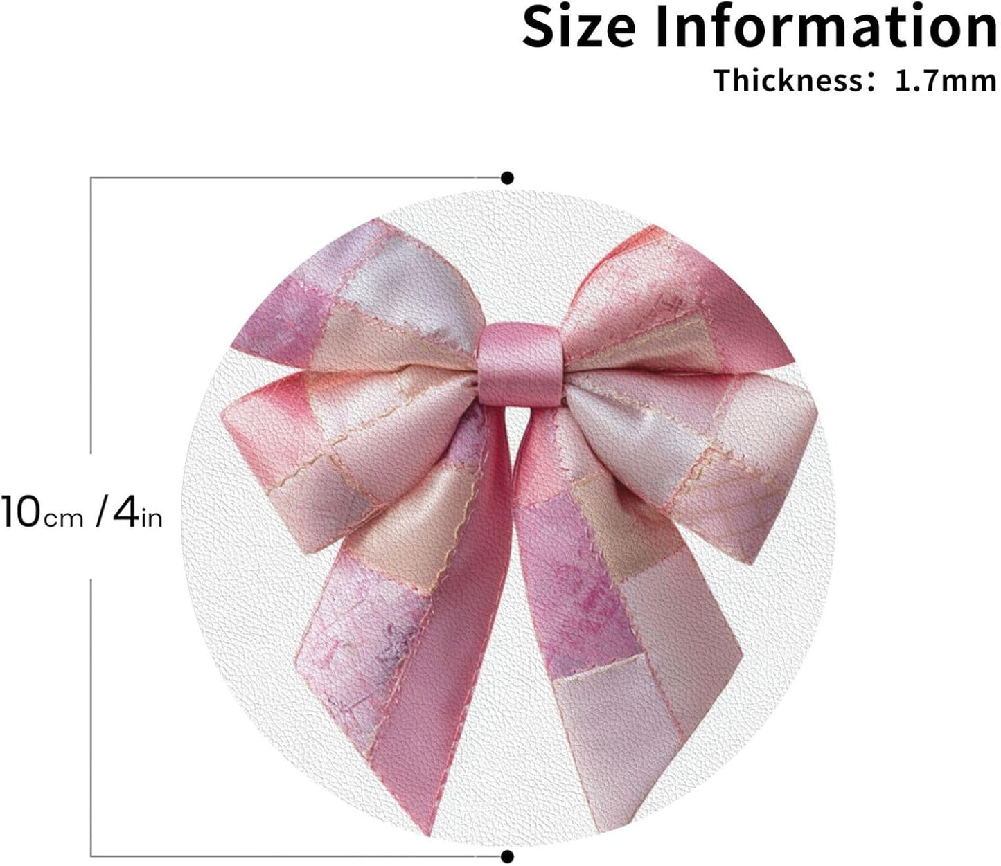 Light Pink Bow Balloon Patchwork Embroidery Drinks Coasters Set of 4 Leather Drink Coasters for Tabletop Protection Heat Resistant Bar Cup Mat Pad