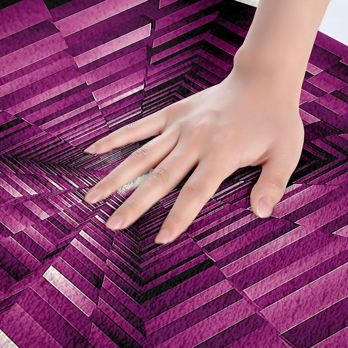 Feelyou Pink Checkered Bathroom Rugs Microfiber 16"x24" Light Geometric Bath Mats Non-Slip Abstract Plaid Bathroom Accessories Floor Doormats Soft Door Mat