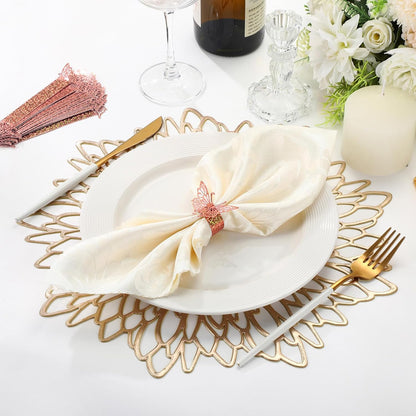 Patelai 200 Pcs Rose Gold Butterfly Napkin Rings Sequined 3D Butterfly Paper Napkin Holders for Dinners Tables Wedding Anniversary Party Decor Baby Bridal Shower Banquet Supply